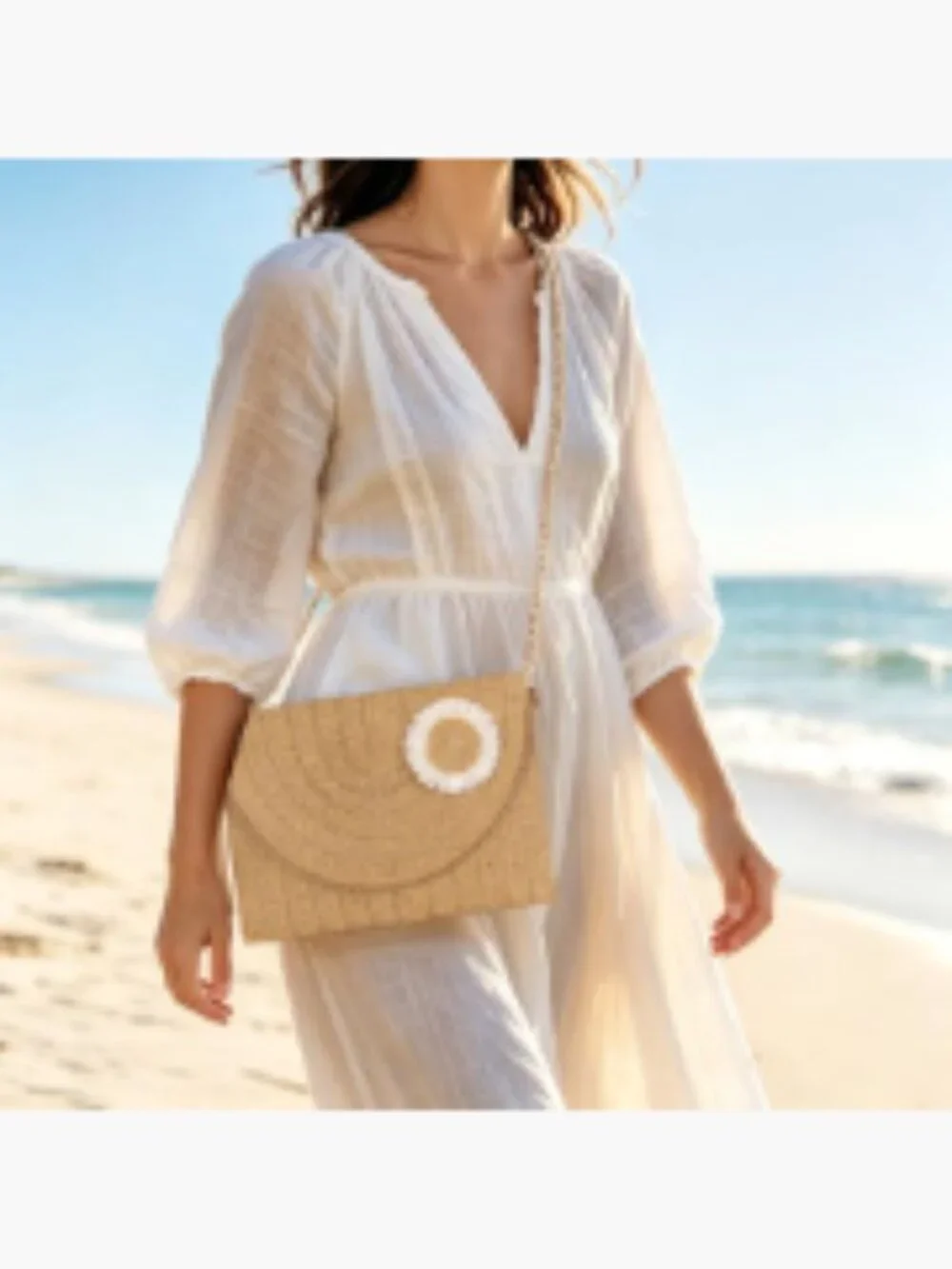 Straw Clutch Purse for Women Summer Crossbody Beach Bag Lightweight Woven